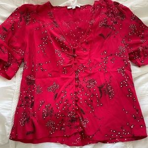 Madewell red floral blouse